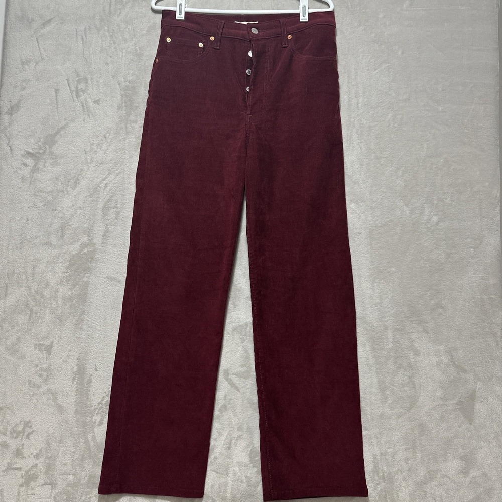 Levis Premium Ribcage Straight Corduroy Pants Women's Size‎ 30 Button Fly